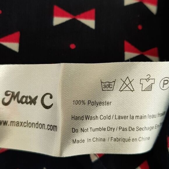 MAX C London Waist-Defined Knee Length Midi Dress Navy Blue Sz S - Picture 11 of 11